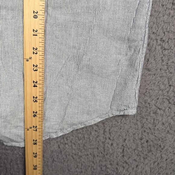 Flint and Tinder Shirt Mens M Blue White Striped Organic Cotton Hemp Blend Work - Picture 9 of 10